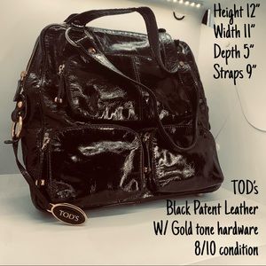 Tods patent leather T-Bag. The original T-Bag..